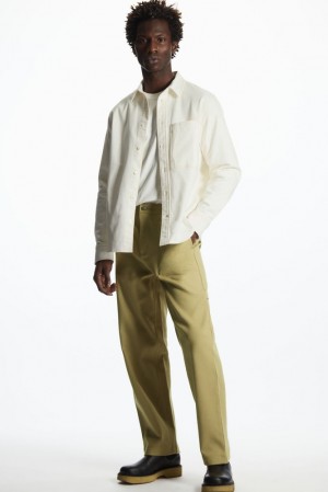 Beige COS Straight-Leg Utility Trousers Pants | OI38-J6PQ