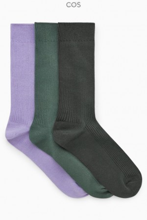 Black COS 3-Pack Ribbed Socks Socks | NU44-C0OG