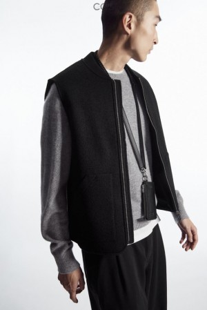 Black COS Boiled-Wool Gilet Coats & Jackets | LJ33-R8TY