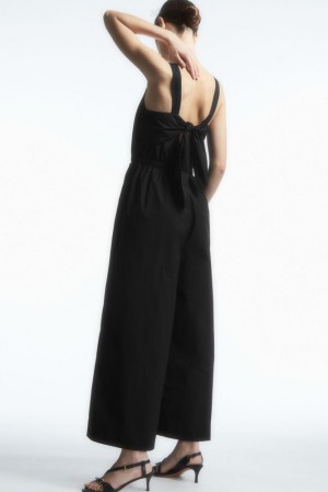 Black COS Bow-Back Wide-Leg Jumpsuit Jumpsuits | AW02-N1RE