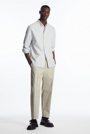 Black COS Cropped Straight-Leg Twill Pants Pants | NY09-T8FH