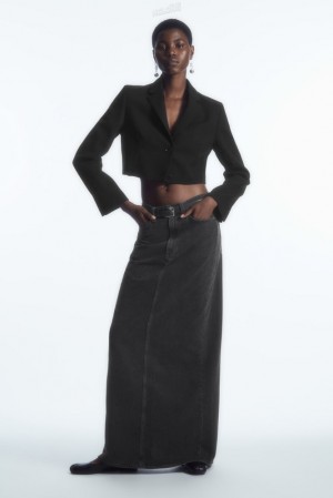 Black COS Denim Maxi Skirt Skirts | SJ01-J1OZ