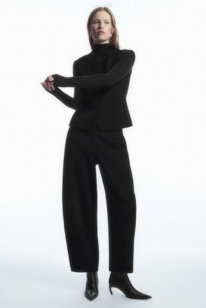 Black COS Double-Faced Wool Balloon-Leg Pants Pants | QJ26-T6SO