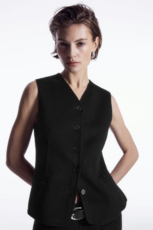 Black COS Double-Faced Wool Waistcoat Blazers & Tailoring | TO04-A0OQ