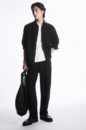 Black COS Elasticated Wool Pants Pants | DJ84-L9SM