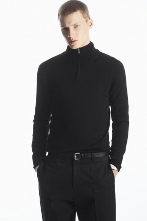 Black COS Funnel-Neck Wool Half-Zip Jumper Sweaters & Cardigans | JN28-E4TS