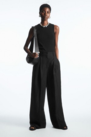 Black COS High-Waisted Wide-Leg Pants Pants | CP81-X3SG