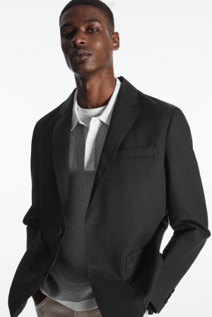 Black COS Linen And Cotton-Blend Blazer Blazers | GF62-U6EY