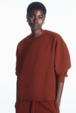 Black COS Oversized Fleece-Back Sweatshirt Sweatshirts & Hoodies | LF35-X3SP