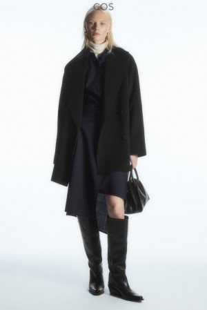 Black COS Oversized Shawl-Collar Wool Jacket Coats & Jackets | OY41-B2NU