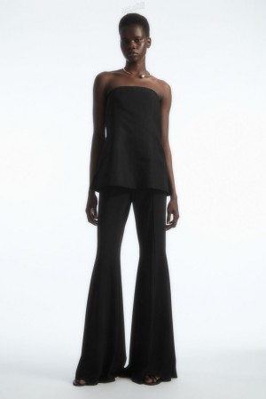 Black COS Pintucked Flared Pants Pants | PP28-N2RK