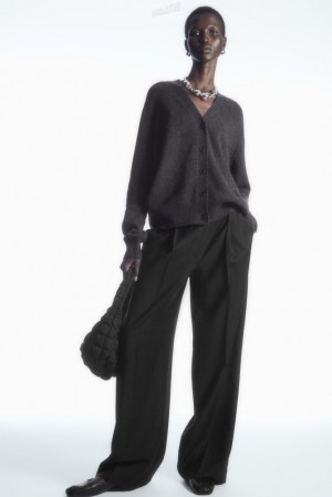 Black COS Pure Cashmere Cardigan Sweaters & Cardigans | QY57-L0CT