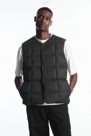 Black COS Quilted Padded Liner Vest Coats & Jackets | XK37-P7FR