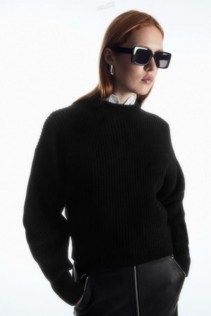 Black COS Ribbed Cashmere-Blend Sweater Tops | ZN28-B2OO