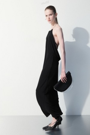 Black COS The Open-Back Necklace Dress Dresses | UY74-S9KE