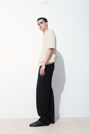 Black COS The Tailored Straight-Leg Trousers Pants | IC76-G7MR