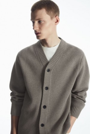 Black COS V-Neck Wool-Blend Cardigan Sweaters & Cardigans | YG11-A8OT