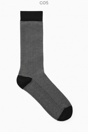 Black / Herringbone COS Herringbone Socks Socks | AH23-G9YZ