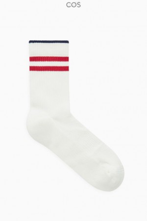 Charcoal MéLange / White COS Striped Sports Socks Socks | UV09-G4JB