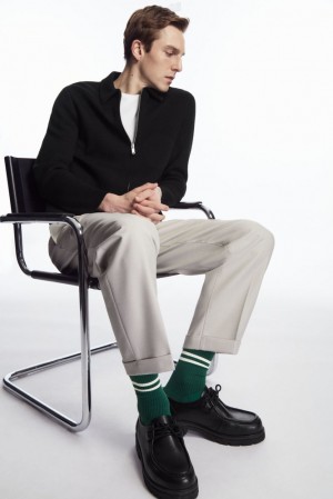 Charcoal MéLange / White COS Striped Sports Socks Socks | SS89-E5IB