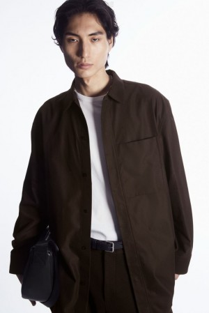 Dark Brown COS Oversized Cotton-Twill Shirt Shirts | IM02-S3AD