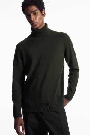 Dark Green COS Wool-Cashmere Turtleneck Jumper Knitwear | YJ68-O5NY