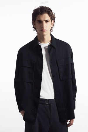 Dark Navy COS Oversized Utility Shirt Shirts | QA03-N5VK