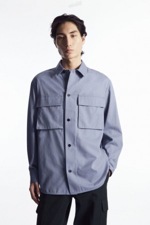 Dark Navy COS Oversized Utility Shirt Shirts | XP29-X1WN