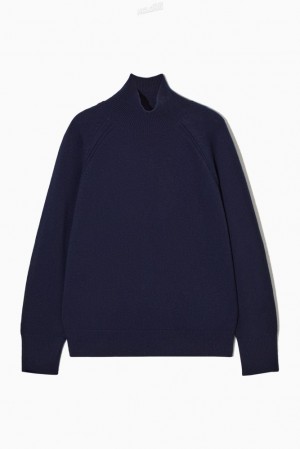 Dark Navy COS Pure Cashmere Turtleneck Jumper Knitwear & Cardigans | TP37-K0EO