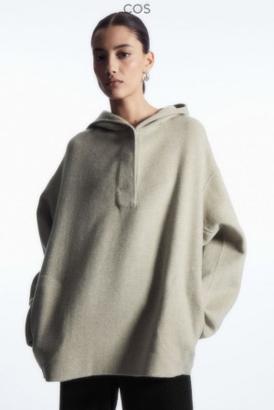 Light Beige COS Oversized Double-Faced Wool Hoodie Tops | HF93-S2DY