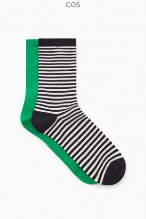 Light Blue / Striped COS 2-Pack Mercerized Cotton Socks Socks | DY61-N1AW