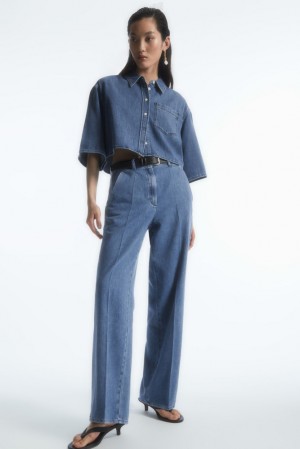 Mid Blue COS Straight-Leg Denim Trousers Trousers | KX83-C7DH