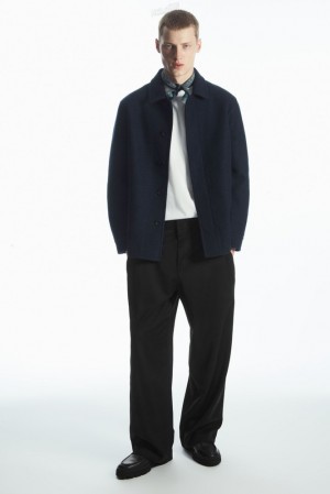 Navy COS Felted Wool Jacket Coats & Jackets | VY26-J2NY