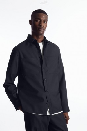 Navy COS Relaxed Utility Shirt Shirts | SZ47-E0XJ