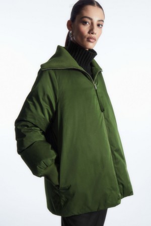 Navy COS Ribbed-Collar Puffer Jacket Coats & Jackets | ED34-J5KM