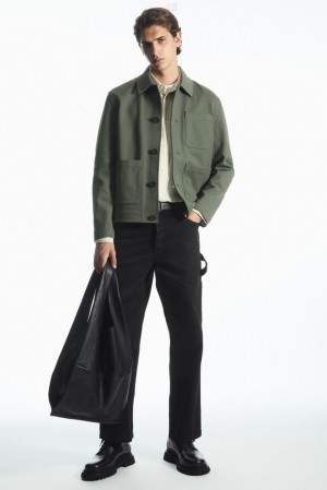 Navy COS Twill Utility Jacket Coats & Jackets | PG29-O1QG