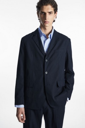 Navy COS Unstructured Single-Breasted Blazer Blazers | VS82-C2SL