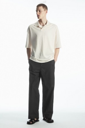 Off-White COS Oversized Open-Collar Polo-Shirt T-shirts | KY34-Y2WE