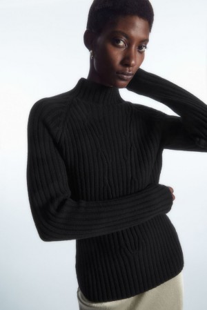 Off-White COS Ribbed Pure Cashmere Turtleneck Jumper Knitwear & Cardigans | ET80-Y0JA