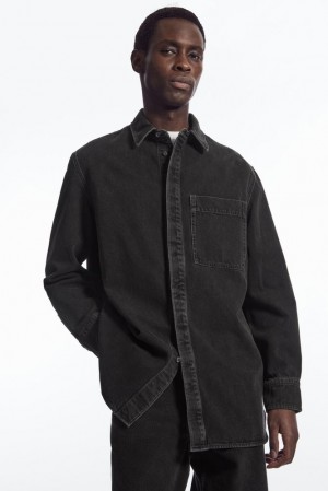 Washed Black COS Oversized Denim Shirt Shirts | EZ85-G4IV