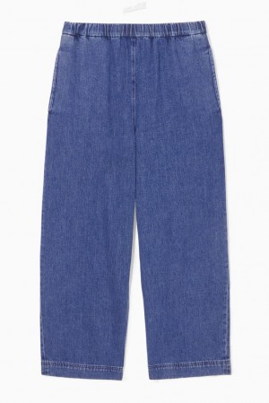 Washed Blue COS Elasticated-Waist Denim Pants Pants | XE58-W1AS