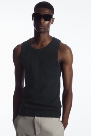 White COS Ribbed Tank Top T-shirts | UV24-E8QJ