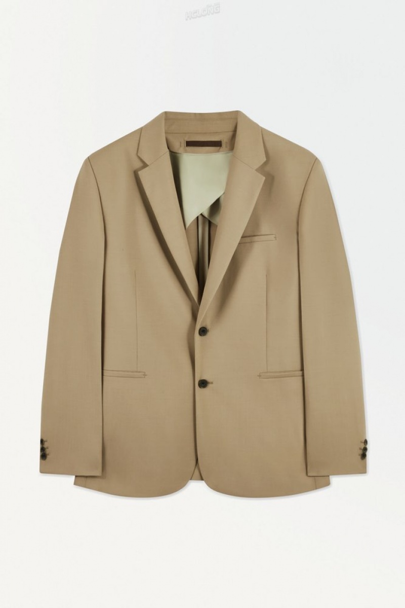 Beige COS The Single-Breasted Wool Blazer Blazers | BD26-Z4CK