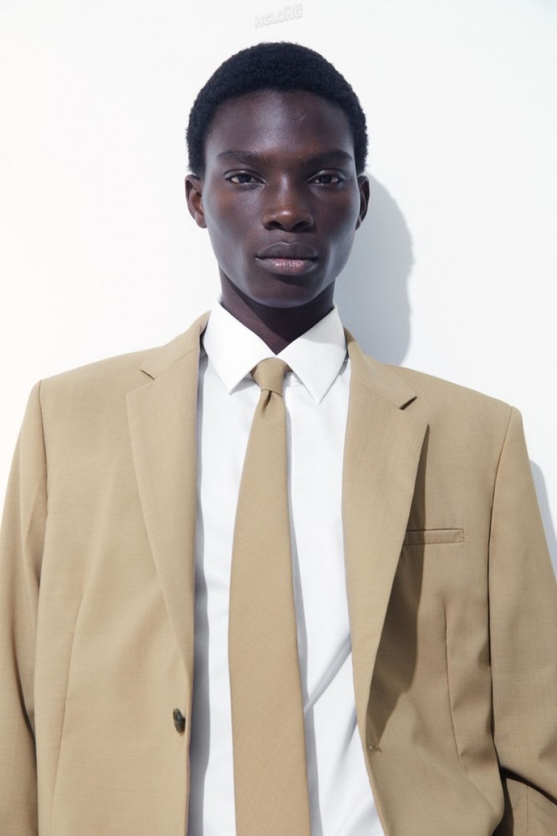 Beige COS The Wool Tie Ties | WH33-X5FQ