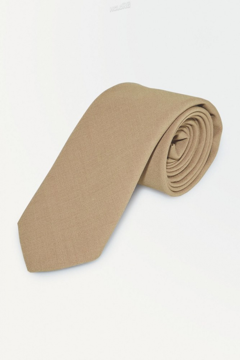 Beige COS The Wool Tie Ties | WH33-X5FQ