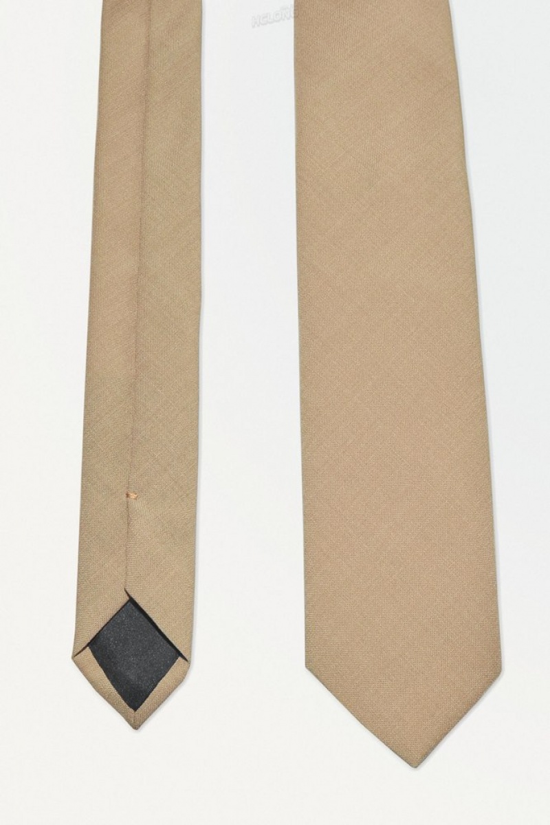 Beige COS The Wool Tie Ties | WH33-X5FQ