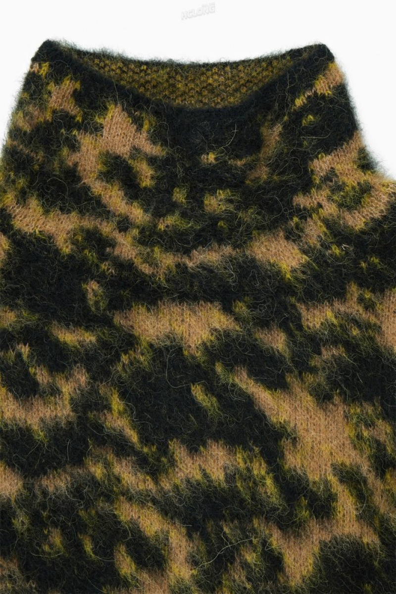 Beige / Black COS Tortoiseshell-Jacquard Alpaca-Blend Jumper Knitwear & Cardigans | HL53-J5QL