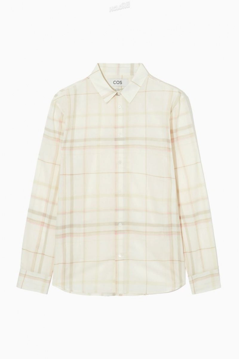 Beige / Checked COS Windowpane-Checked Shirt Shirts | SQ83-P1VM