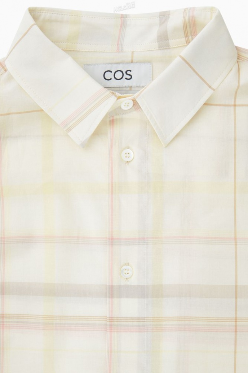 Beige / Checked COS Windowpane-Checked Shirt Shirts | SQ83-P1VM