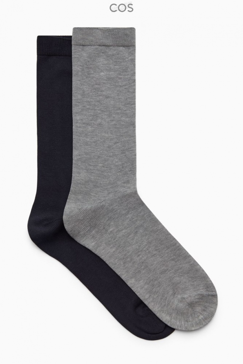 Black COS 2-Pack Mercerised Cotton Socks Socks | TV37-C3LB